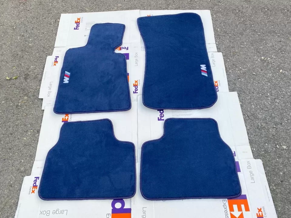 For BMW E30 4dr. Sedan Velour Floor mat mats carpet Navy Blue ///M Logo set of4 M3 198694